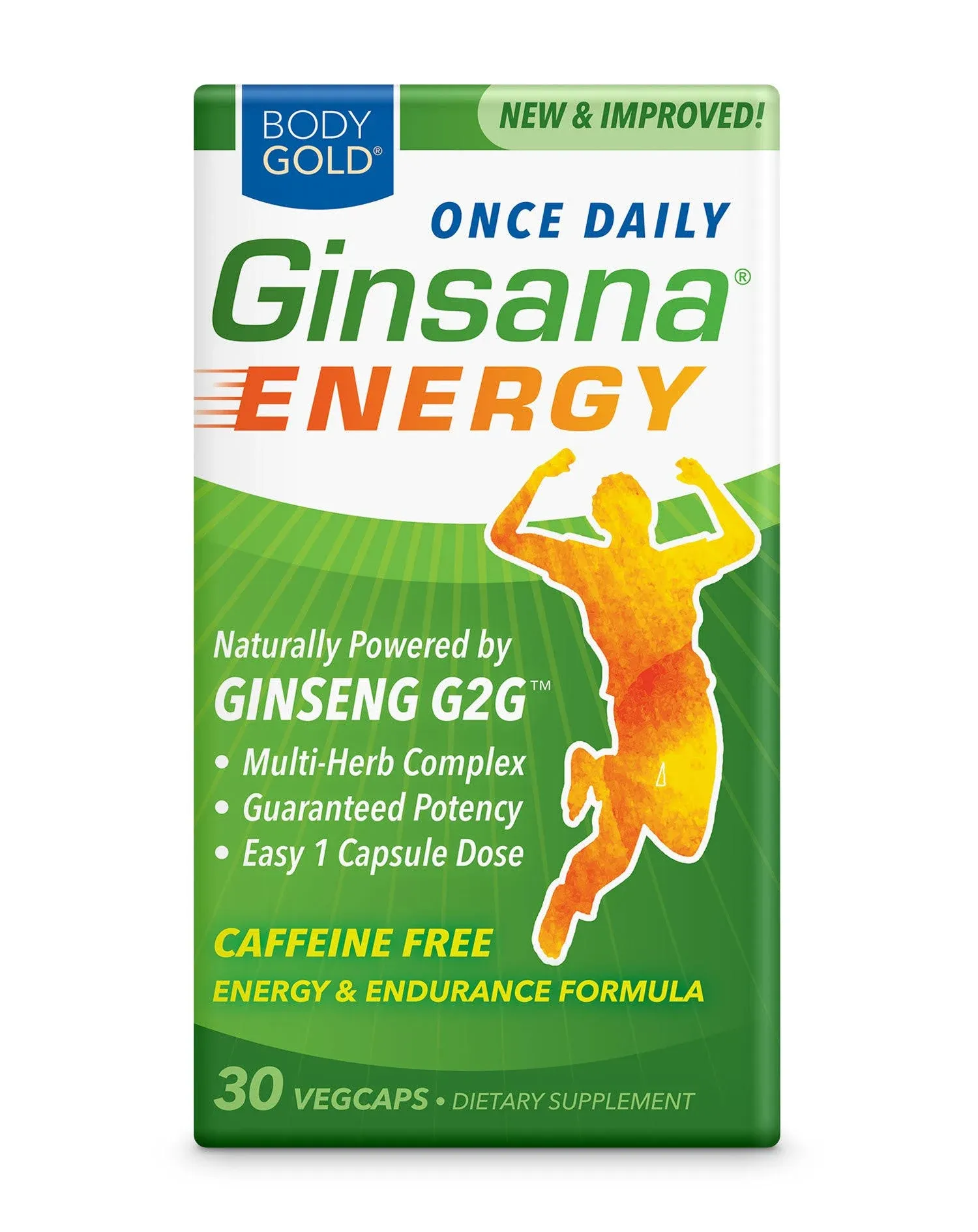 Caffeine-Free Energy and Endurance Capsules- 30 Ct- by Ginsana Energy