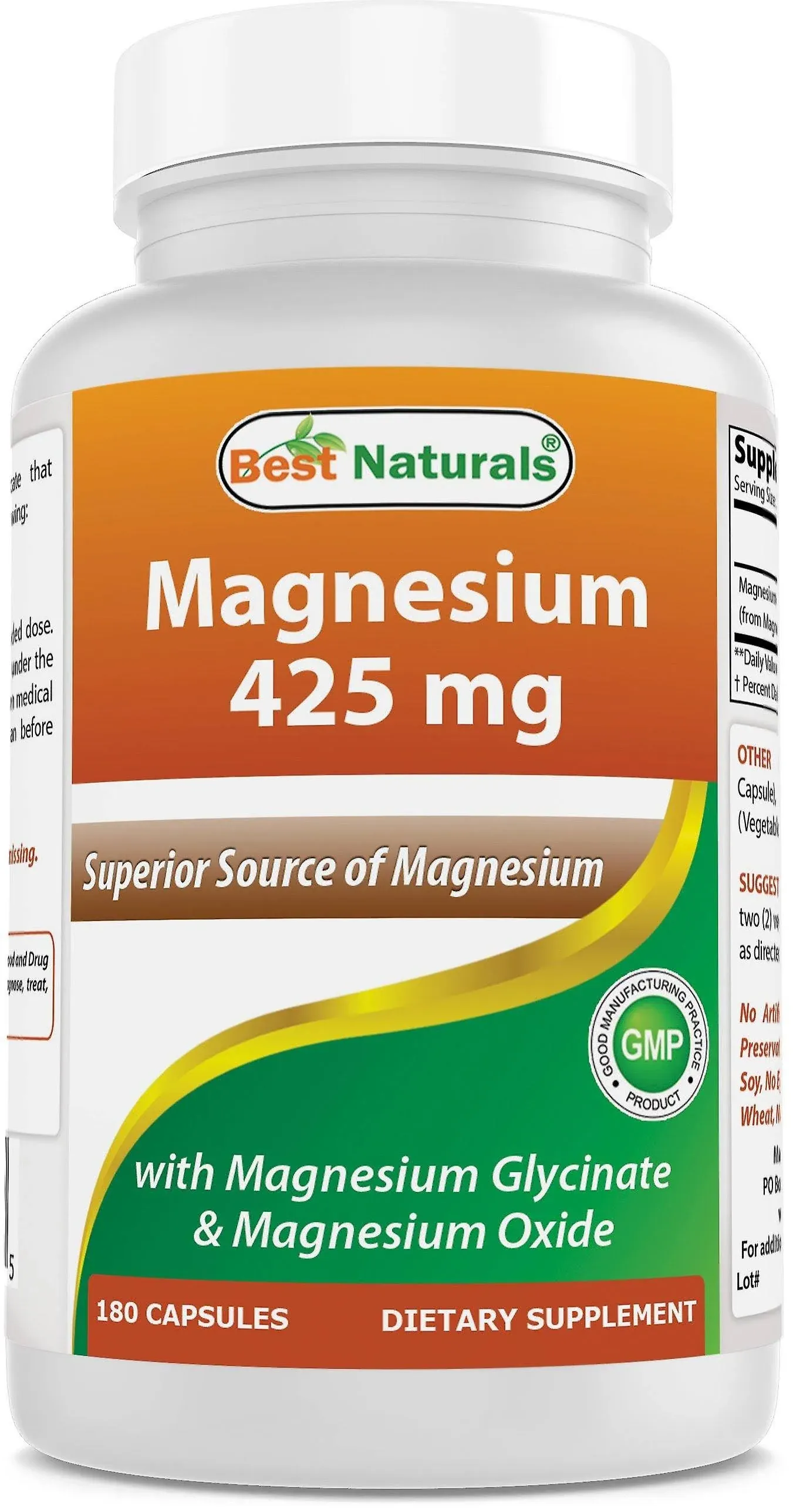 Best naturals magnesium glycinate 425 mg 180 vegetarian capsules