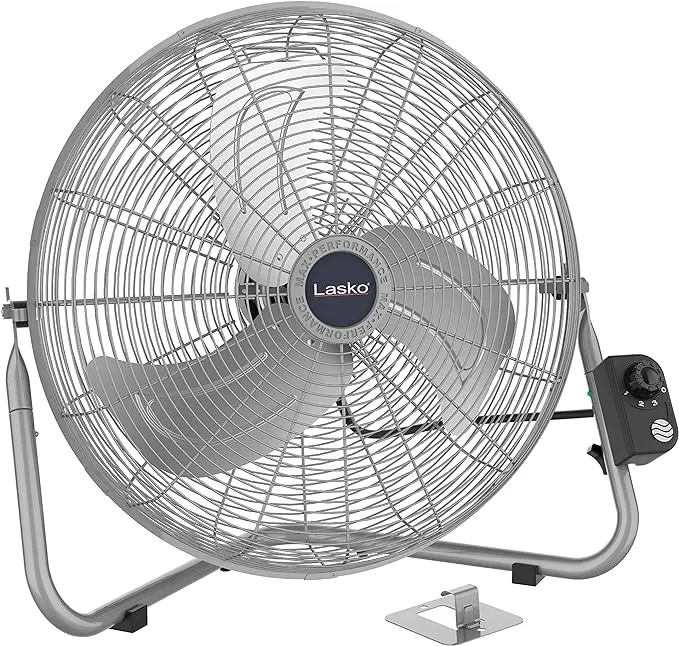 Lasko High Velocity Max Performance Floor Fan with Wall mount Option, 3 Powerful Speeds, Pivoting Fan Head for Home, Garage, Attic, 20", Black, 2265QM