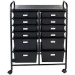 Honey-Can-Do 12 Drawer Rolling Storage Cart Black