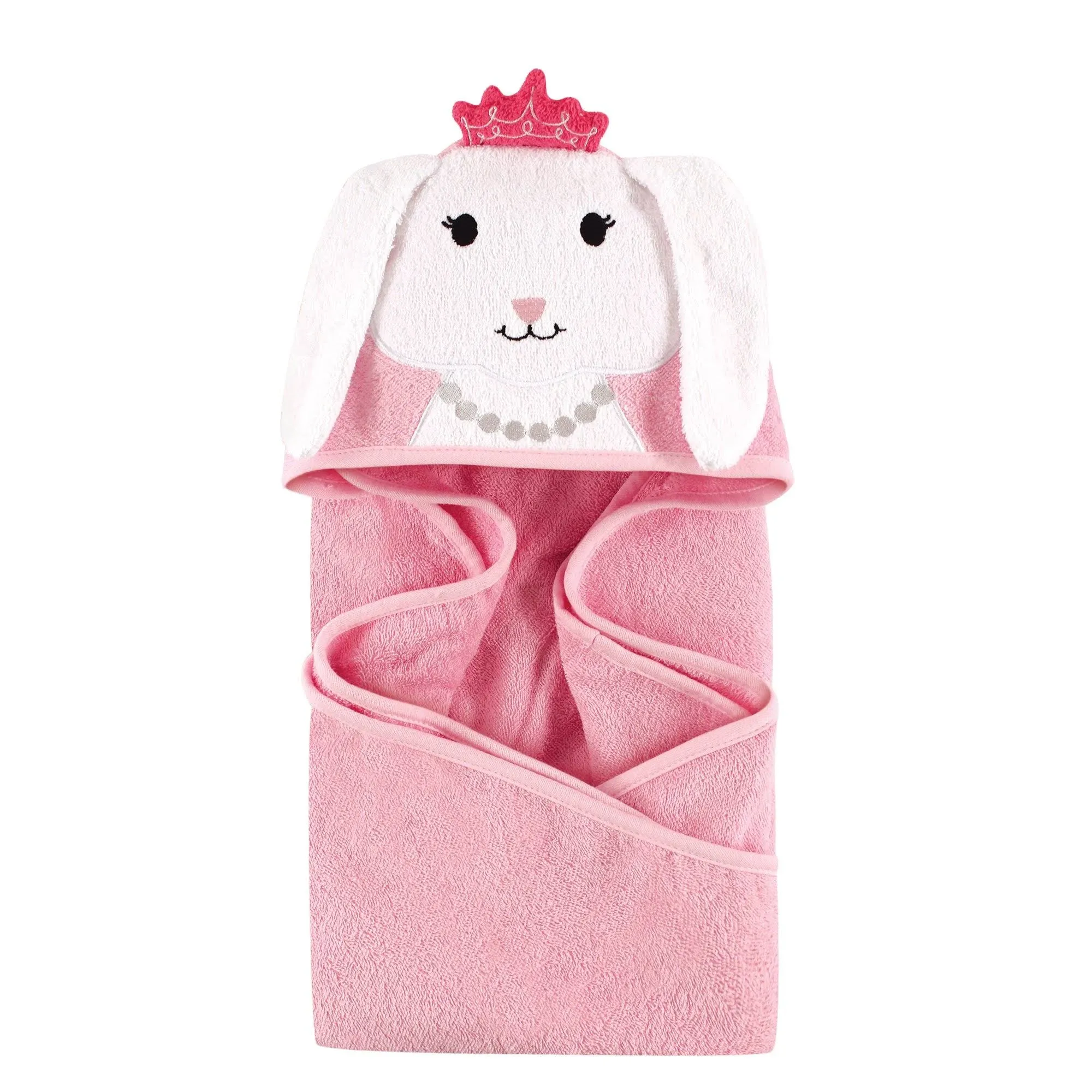 Hudson Baby Cotton Animal Face Hooded Towel, Princess Bunny