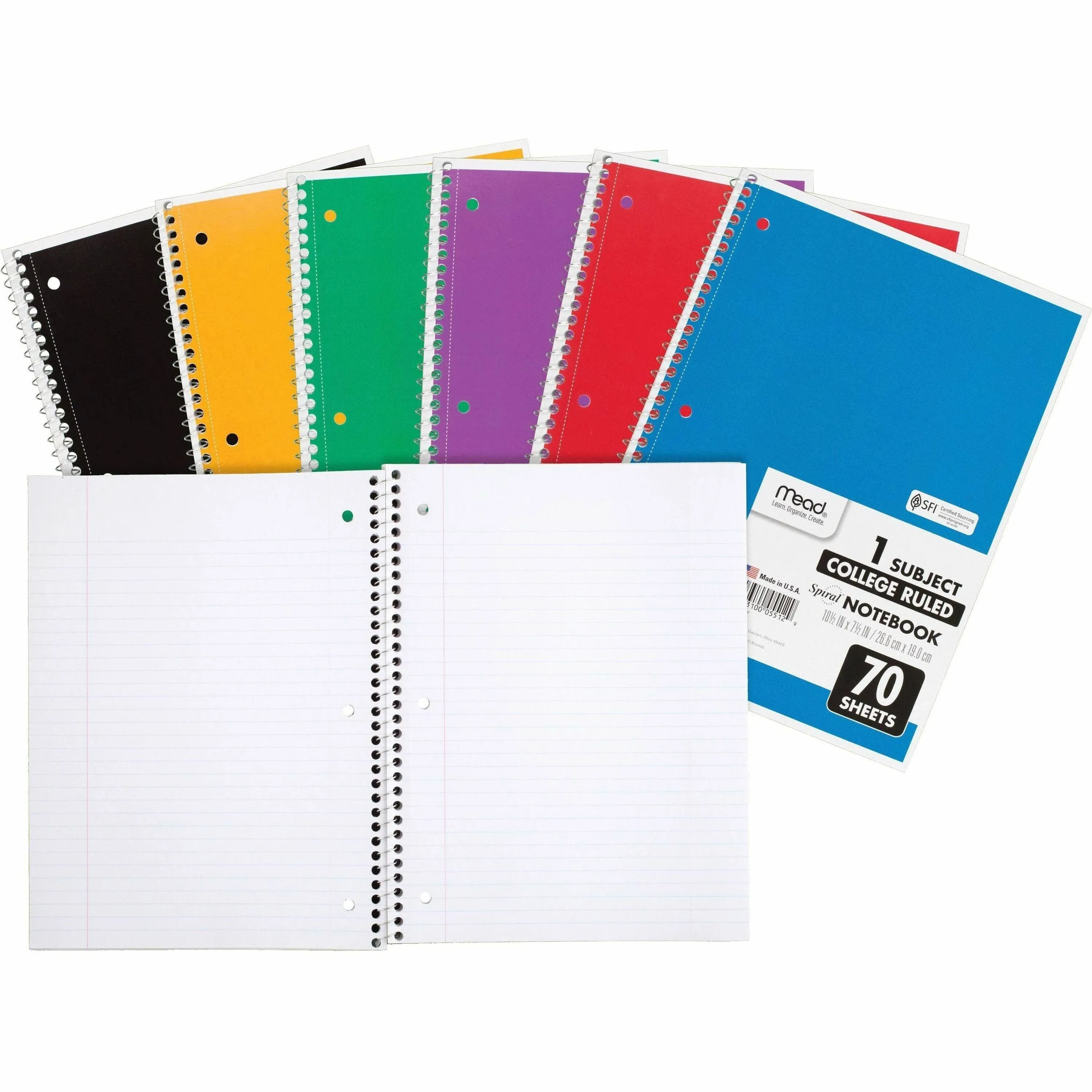 Mead Notebook, Spiral, 1 Subject, College Ruled, 70 Sheets