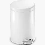 simplehuman 4.5-Liter /1.2-Gallon Round Step Trash Can, White Steel