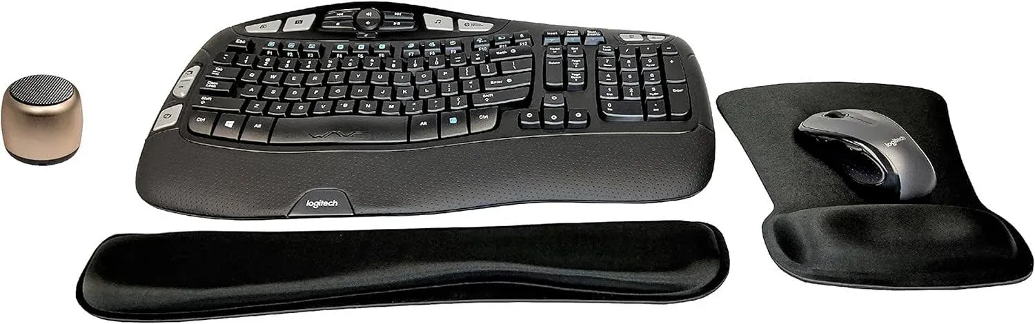 Logitech MK550 Wireless Wave K350 Keyboard and Mouse Combo — Includes Keyboard and Mouse, Long Battery Life, Ergonomic Wave Design with Wireless Mouse (with Mouse)