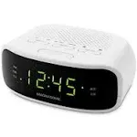  Digital AM/FM Clock Radio with Battery Backup, Dual Alarm, Sleep &amp; White