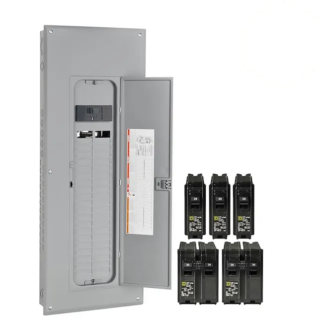 Homeline 200 Amp 40-Space 80-Circuit Panel w/ 3-20 Amp Single Pole, 2-30 Amp Double Pole Breakers, Cover-Value Pack