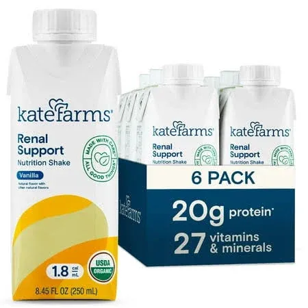 Kate Farms Renal Support 1.8 Vanilla Nutrition Shake, 8.45-ounce Carton