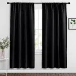 DWCN Black Room Darkening Blackout Curtains - Rod Pocket Thermal Insulated Privacy Energy Saving Window Curtain Drapes 42x 72 inch Length, Set of 2 Bedroom Living Room Curtains