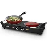 Hot Plate, 1800W Electric Stove, Countertop Double Burners for Cooking, Infra...