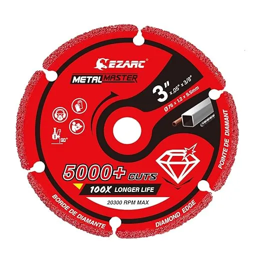 EZARC Diamond Cutting Wheel 3 x 3/8 Inch for Metal, Cut Off Wheel with 5000+ Cuts on Rebar, Steel, Iron and INOXEZARC Diamond Cutting Wheel 3 x 3/8 Inch for Metal…