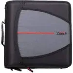 Case-it The Mighty Zip Tab Zipper Binder - 3 Inch O-Rings - 5 Color Tab Expanding File Folder - Multiple Pockets - 600 Sheet Capacity - Comes with Shoulder Strap - Jet Black D-146