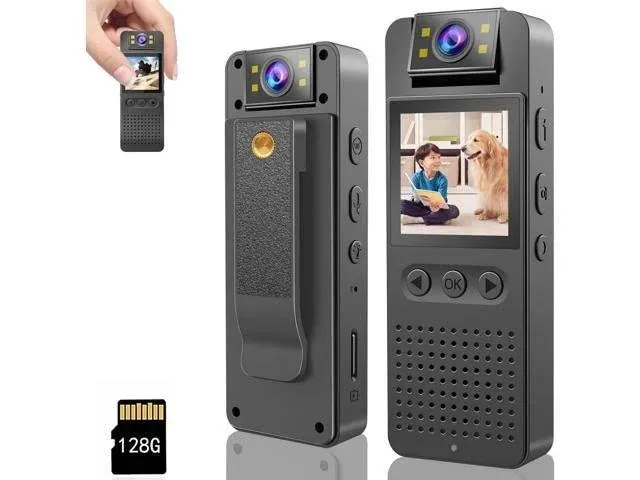 HONGHOO 128GB Pocket Camcorder,Body Cameras with Audio and Video Recording.180 ...