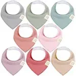 KeaBabies 8-Pack Organic Bandana Bibs in Muted Pastel