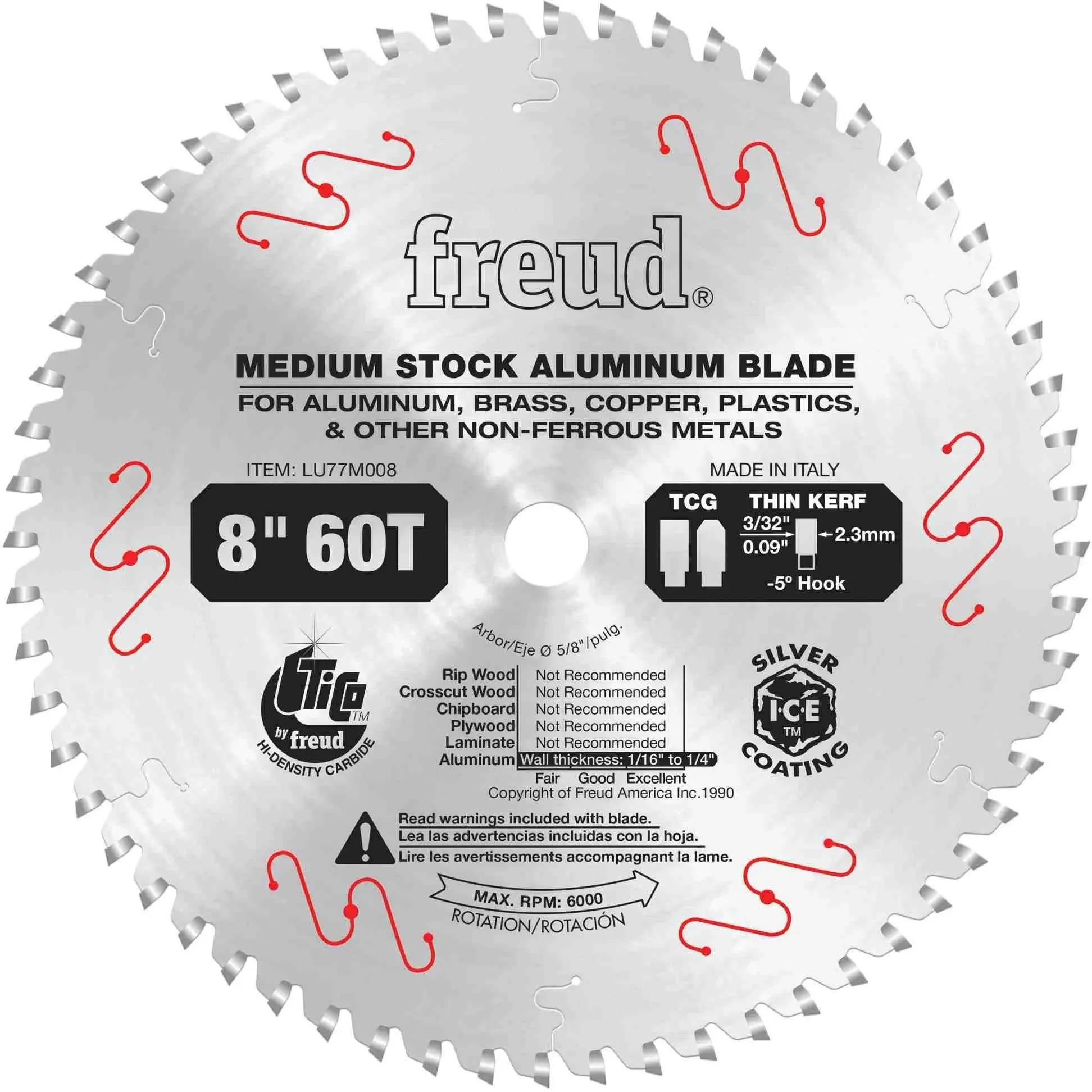 Freud 8" x 60T Thin Kerf Non-Ferrous Metal Blade