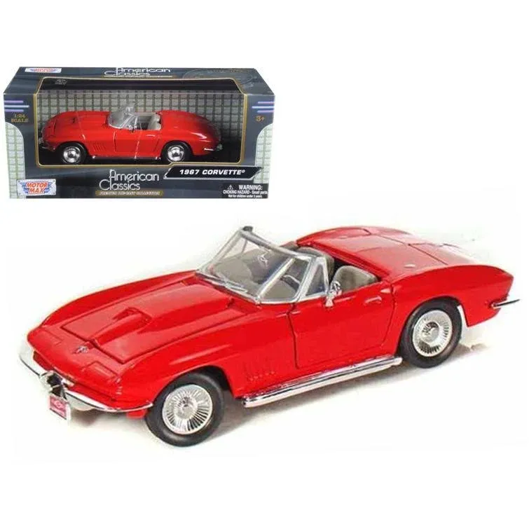 1967 Chevrolet Corvette Convertible Red 1/24 Diecast Model Car by Motormax