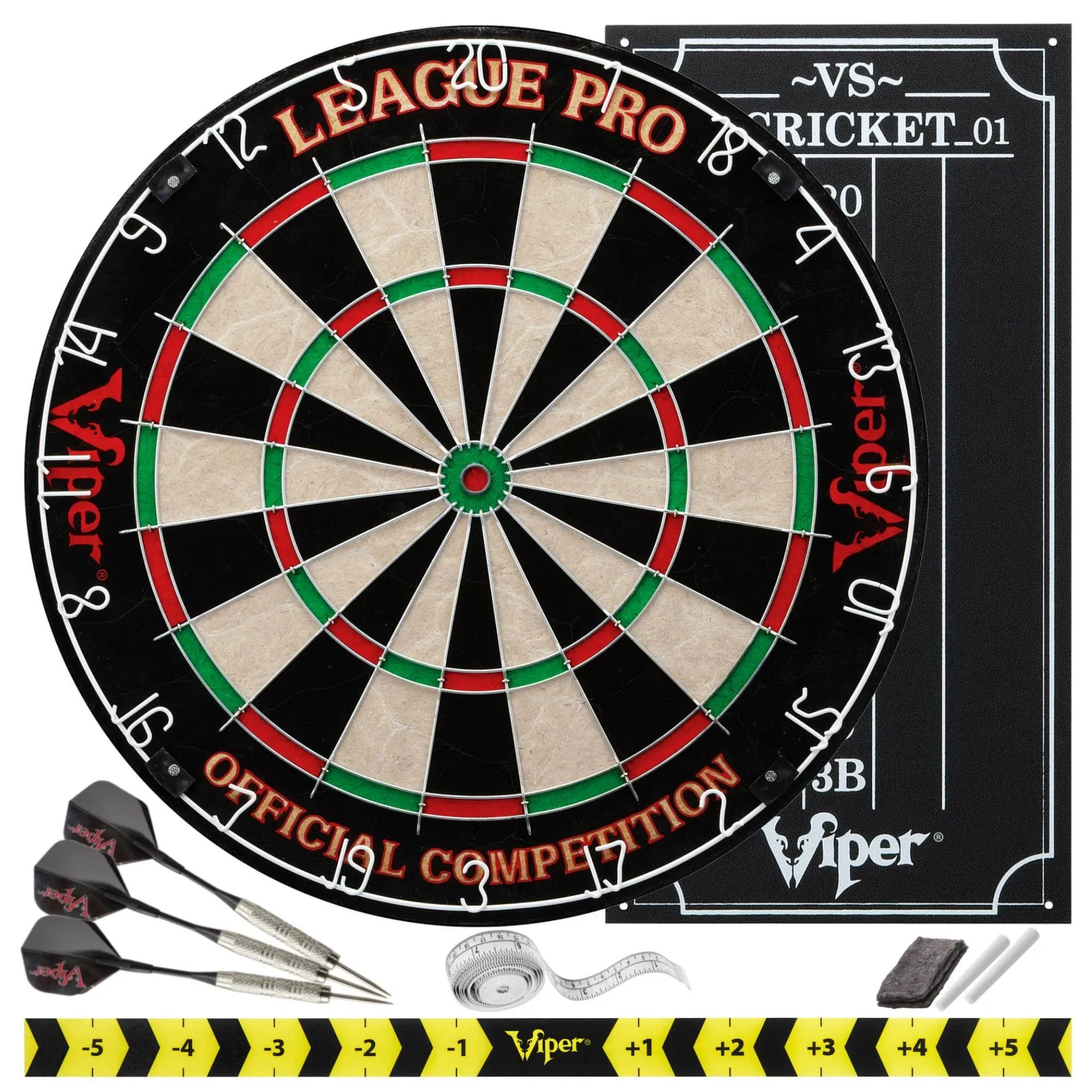 Viper League Pro Regulation Steel Tip Sisal Dartboard Set, Full Starter Set, Size ...