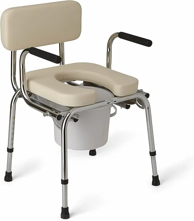 Medline Heavy Duty Padded Drop-Arm Commode