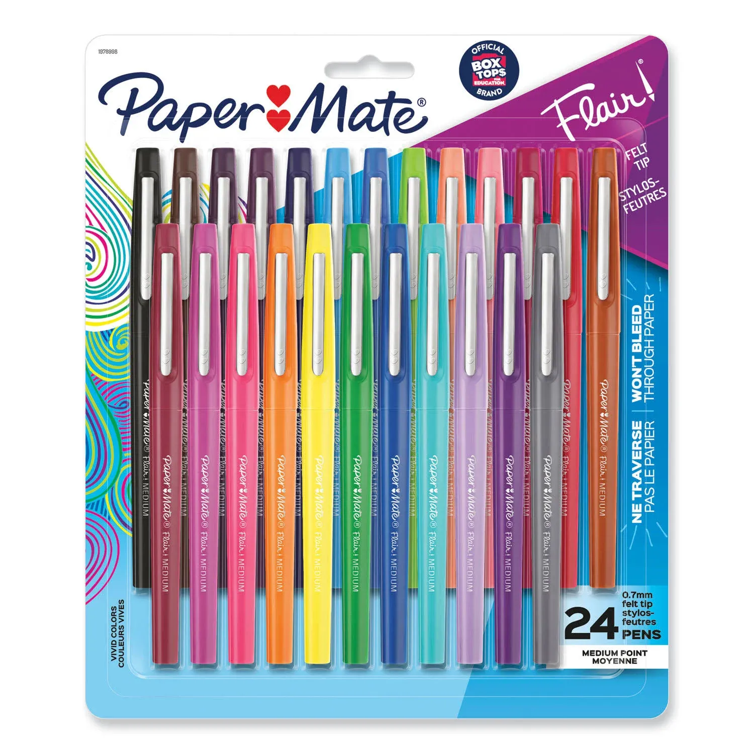 Paper Mate Point Guard Flair Felt Tip Porous Point Pen Stick Medium 0.7 mm Assorted Tropical