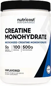 Nutricost Creatine Monohydrate Micronized Powder 500G, 5000mg Per Serv (5g) - Micronized Creatine Monohydrate, 100 Servings