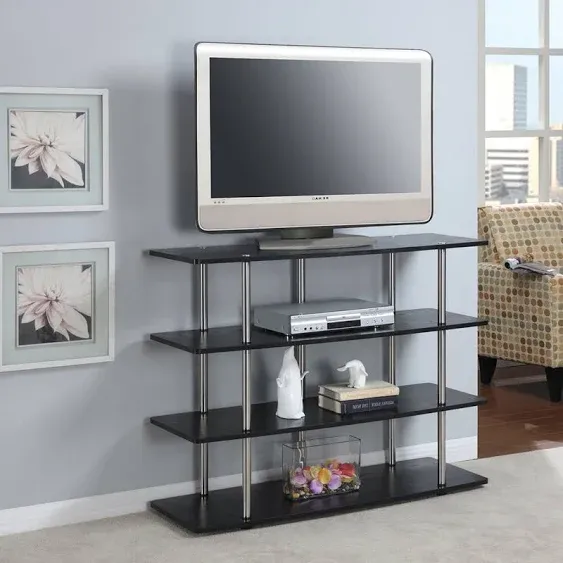 Convenience Concepts Designs2Go XL Highboy 4 Tier TV Stand Home_Furniture_and_Decor, 47.25"L x 15.75"W x 36.25"H, Black