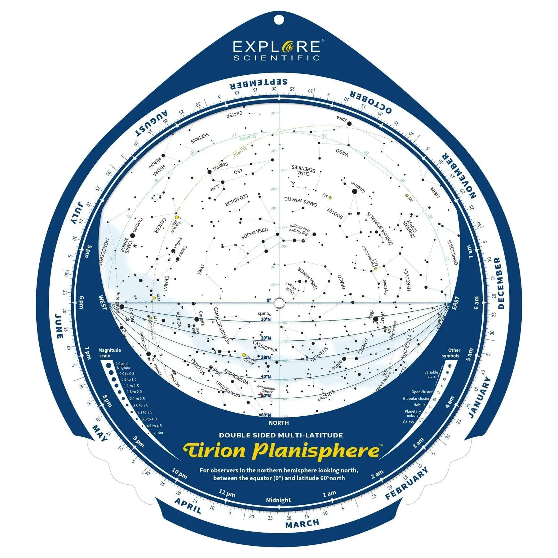 Explore Scientific Tirion Double-Sided Multi-Latitude Planisphere