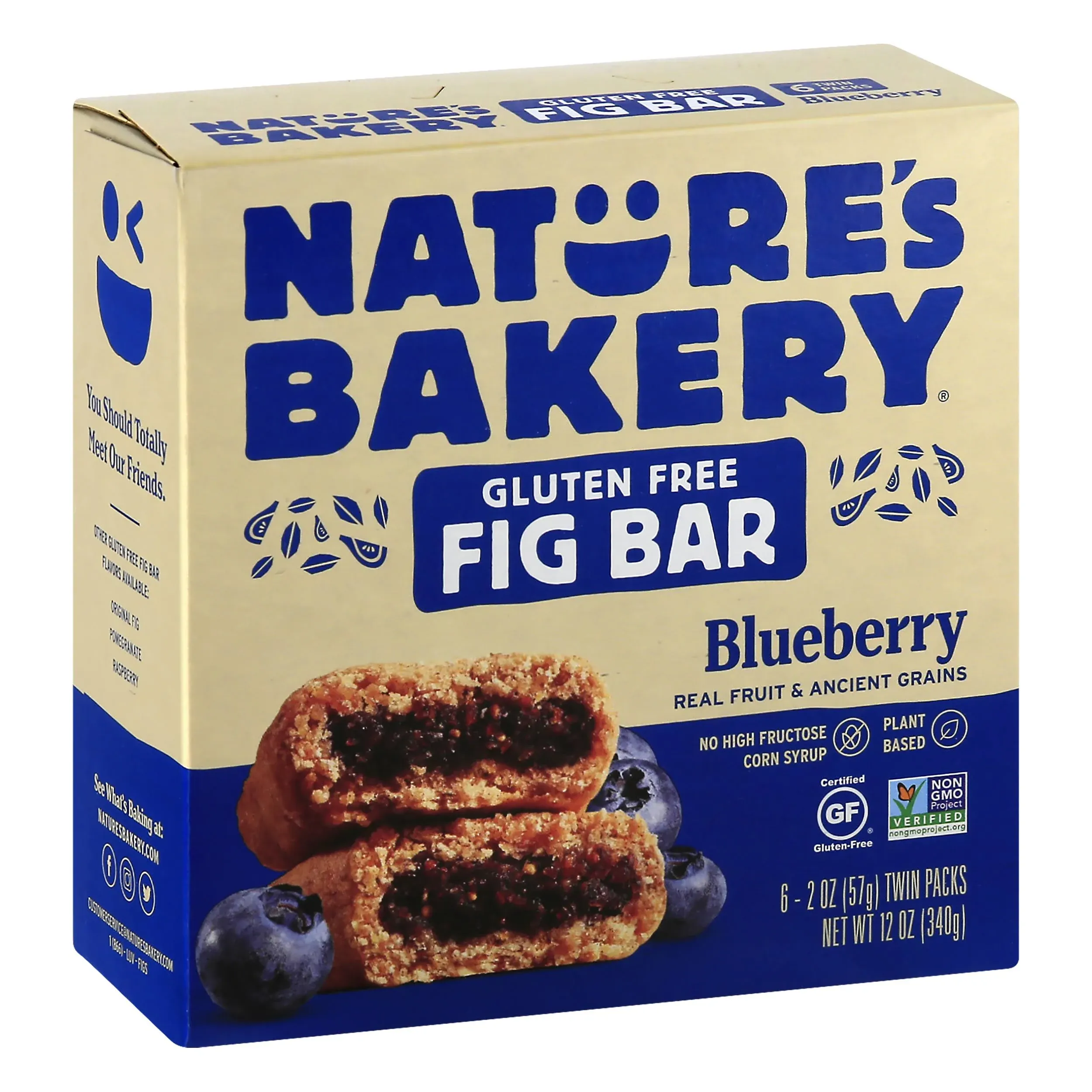 Nature's Bakery Gluten Free Fig Bars, Blueberry - 6 pack, 12 oz box