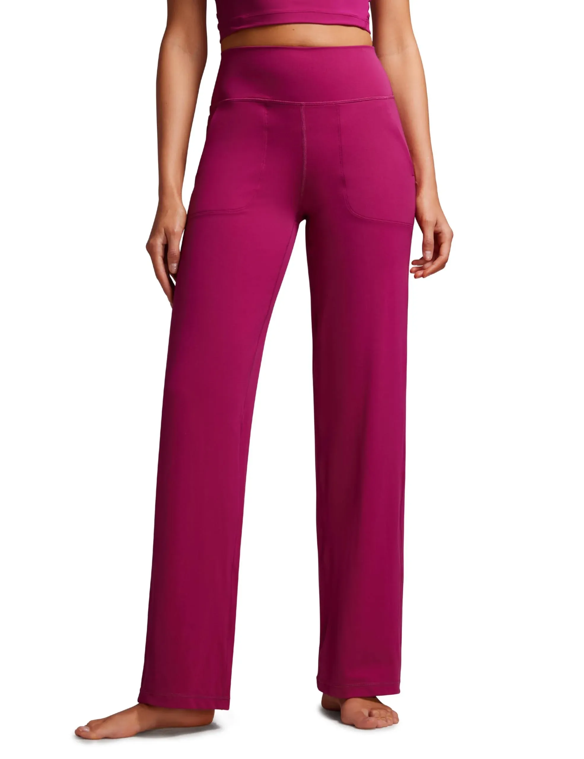 CRZ Yoga Women's Butterluxe High Rise Wide Leg Pants with Pockets 31'' Magenta ...