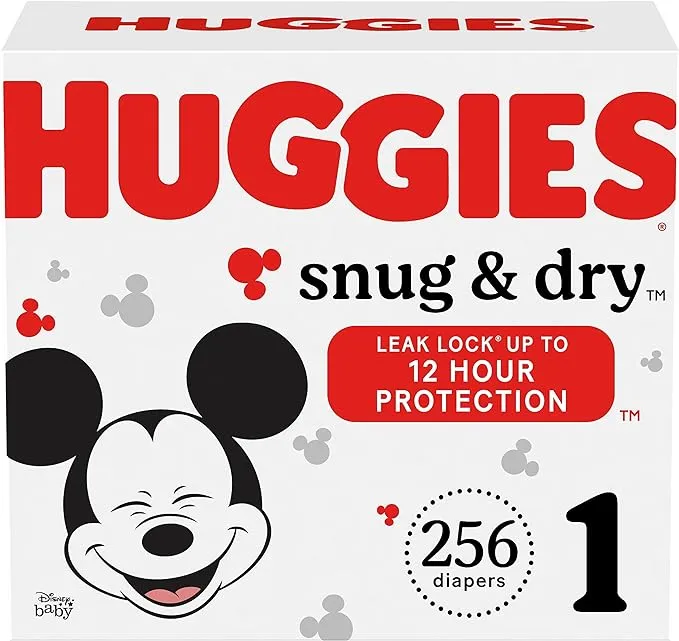 Huggies Snug & Dry Baby Diapers, Size 1, 256 ct, Red