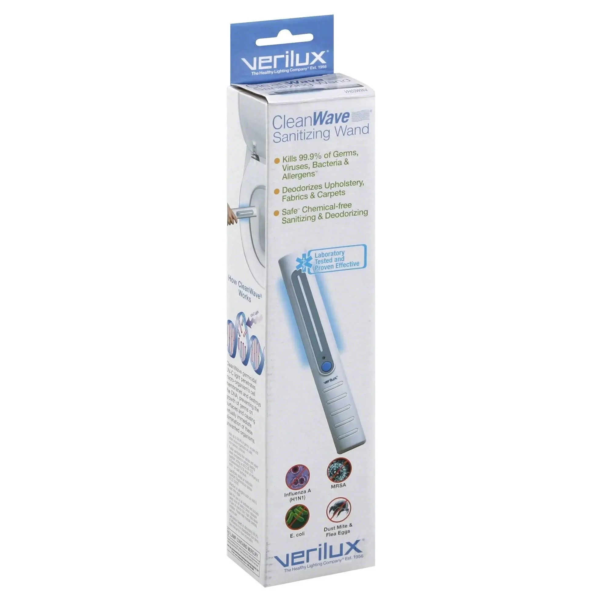 Verilux CleanWave Portable Sanitizing Travel Wand - UV-C Technology - Kills Germs and Bacteria