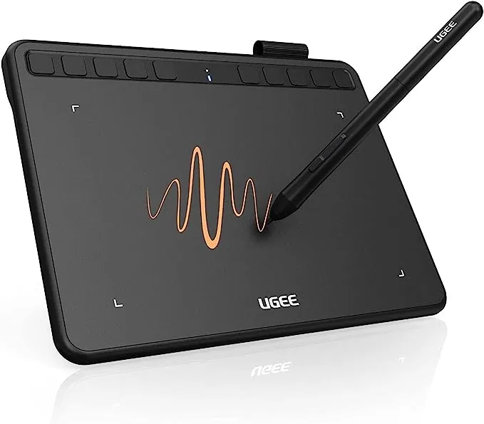 Drawing Tablet, Ugee Computer Graphics Tablets with 10 Hot Keys, 6.5x4 inch Osu Tablet with Battery Free Stylus of 8192