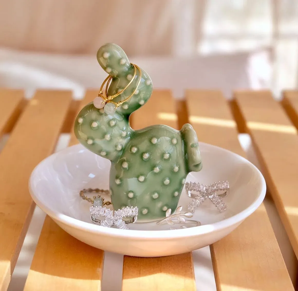 PUDDING CABIN Cactus Christmas Gifts for Women Cactus Ring Holder Dish Birthday Gifts for Women Girls Friends, Cactus Decor for Bathroom Nighstand, Wedding Valentine's Day Xmas Gifts Mothers Day Gifs