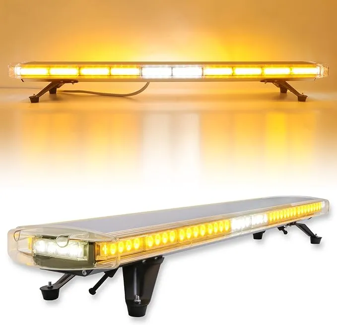 47" 88LED Extreme Bright Intensity Construction Emergency Warning Beacon Strobe Light Bar Rooftop Low Profile Law Enforcement Hazard Flashing for Tow Work Truck Vehicle Amber/White/Amber