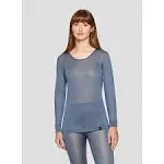 Terramar Women's Thermasilk Pointelle Scoop Neck Shirt, Steel Blue