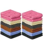 QUBA LINEN 100% Cotton - Wash Cloth Set - Pack of 24 Flannel Face Cloths High...