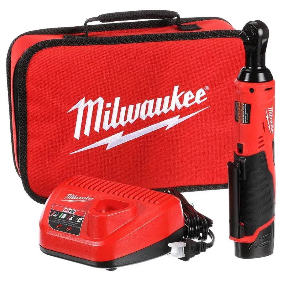 Milwaukee 2457-21 M12 12V Lithium-Ion Cordless 3/8" Ratchet Kit with Battery and Charger