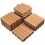 Yaheetech 27pcs Wood Flooring Tiles Interlocking Wood Tiles Indoor & O