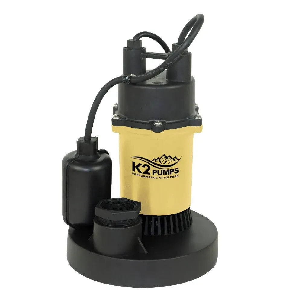 K2 1/2 HP Epoxy-Coated Aluminum and Thermoplastic Sump Pump with Tethered Switch