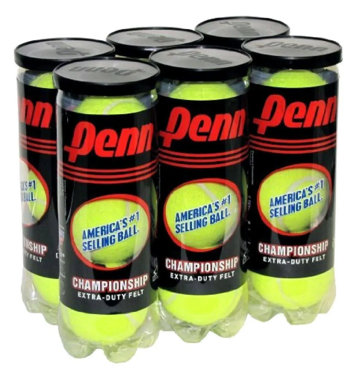 Penn Tennis Balls Championship Extra-Duty Tennis Ball Pack (6 Cans, 18 Balls)