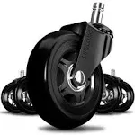 Office Chair Wheels Replacement Rubber Chair Casters for Hardwood Floors Black