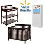 Dream On Me Ashton 5-in-1 Convertible Crib with Mattress Value Pack (Espresso)