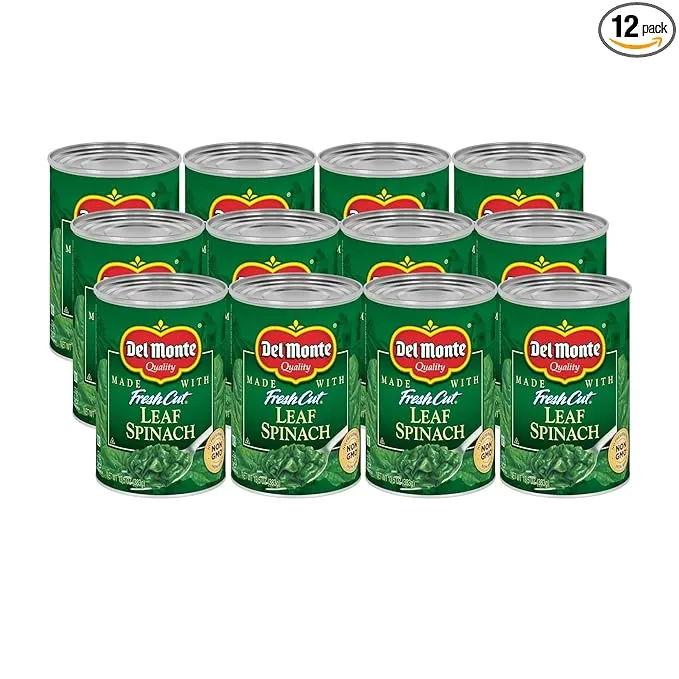 Del Monte Whole Leaf Spinach - 13.5oz Cans (Pack of 12)