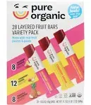 Pure Organic Fruit Bars, Layered, Variety Pack - 28 pack, 0.63 oz bars