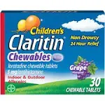 Children's Claritin Chewables Non-Drowsy Grape Flavored Allergy Relief Chewable Tablets 30 ct Box + 10 Bonus