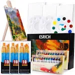 Acrylic Painting Set with 1 Wooden Easel 3 Canvas Panels30 pcs Nylon Hair Brushes 3 PCS Paint Plates and 2 PCS of 12ml Acrylic Paint in 12 Colors for Painting Artist Professional Kit