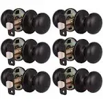 KNOBWELL 6 Pack Oil Rubbed Bronze Closet Door Knobs Passage Door Knob Set, Interior Door Knob, Hallway/Closet Keyless Door Knob