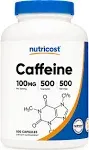 Nutricost Caffeine Pills 100mg Per Serving, 250 Capsules