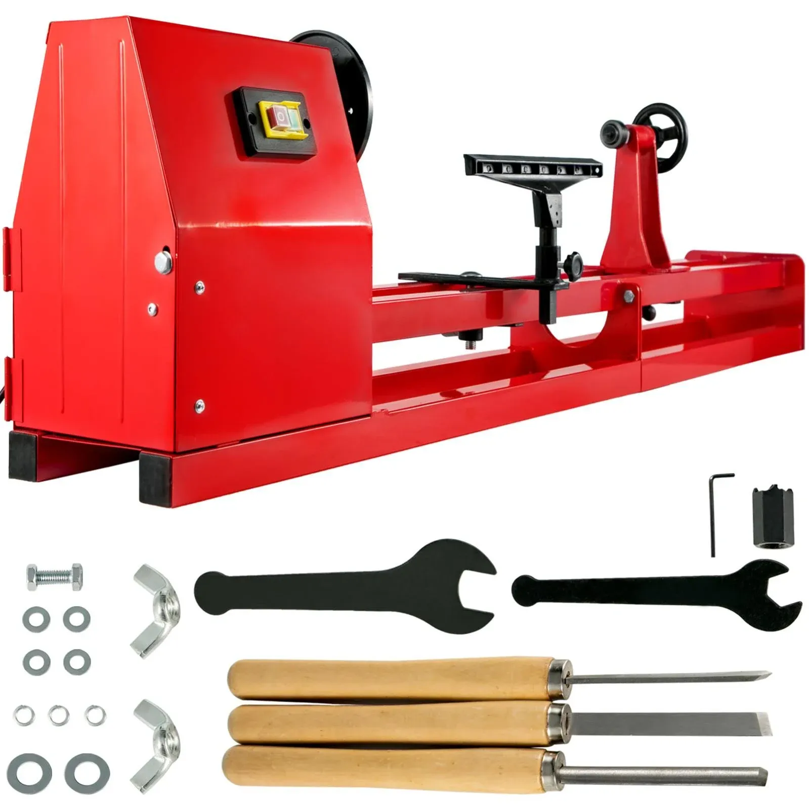 14" x 40", Power Wood Turning Lathe 1/2HP 4 Speed 1100/1600/2300/3400RPM, Benchtop Wood Lathe with 3 Chisels Perfect