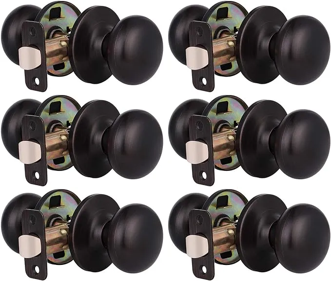 KNOBWELL 6 Pack Oil Rubbed Bronze Closet Door Knobs Passage Door Knob Set, Interior Door Knob, Hallway/Closet Keyless Door Knob