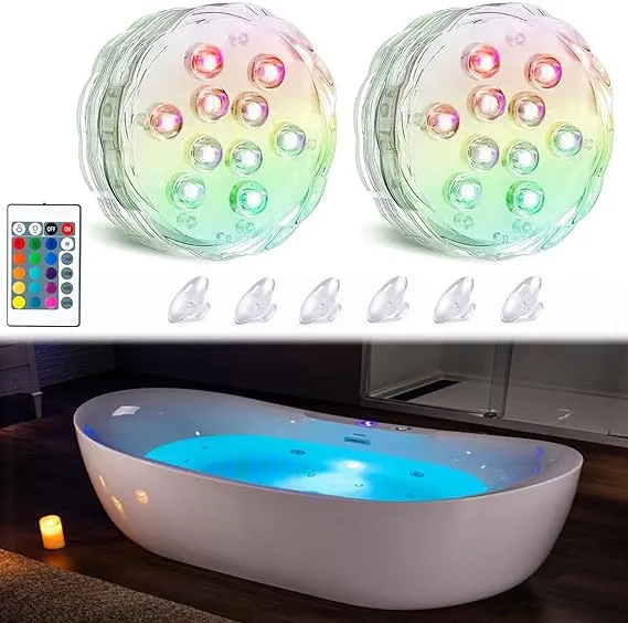 Seagenck Bath Tub Lights Wireless, Battery Operated Waterproof Glow Light for Bathroom Bathtub Light Shower Spa Light, Bath Essentials for Women