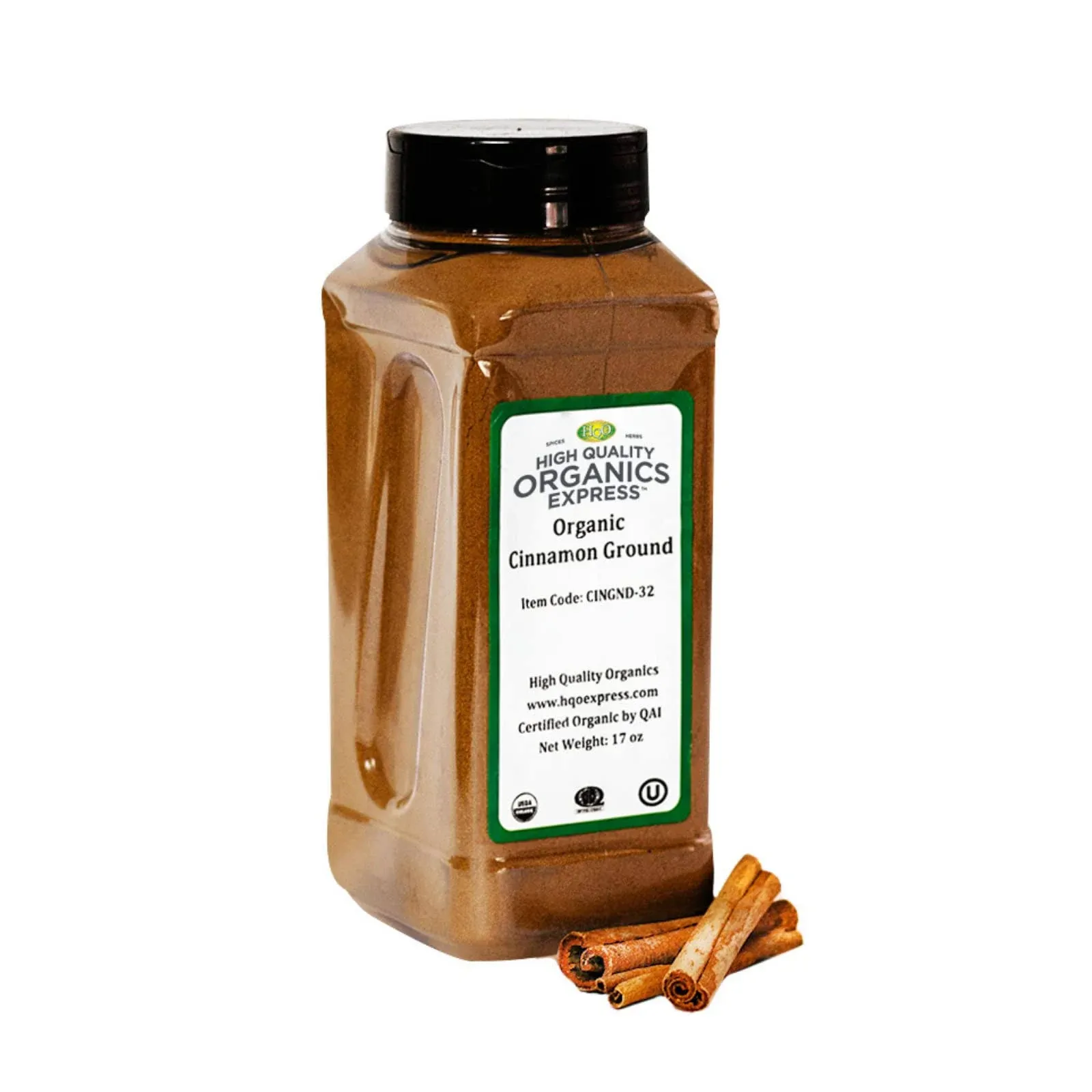 Hqoexpress | Organic Ground Cinnamon | 17 oz. Chef Jar